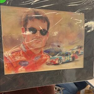 Racing Car Art Print with Driver Portrait